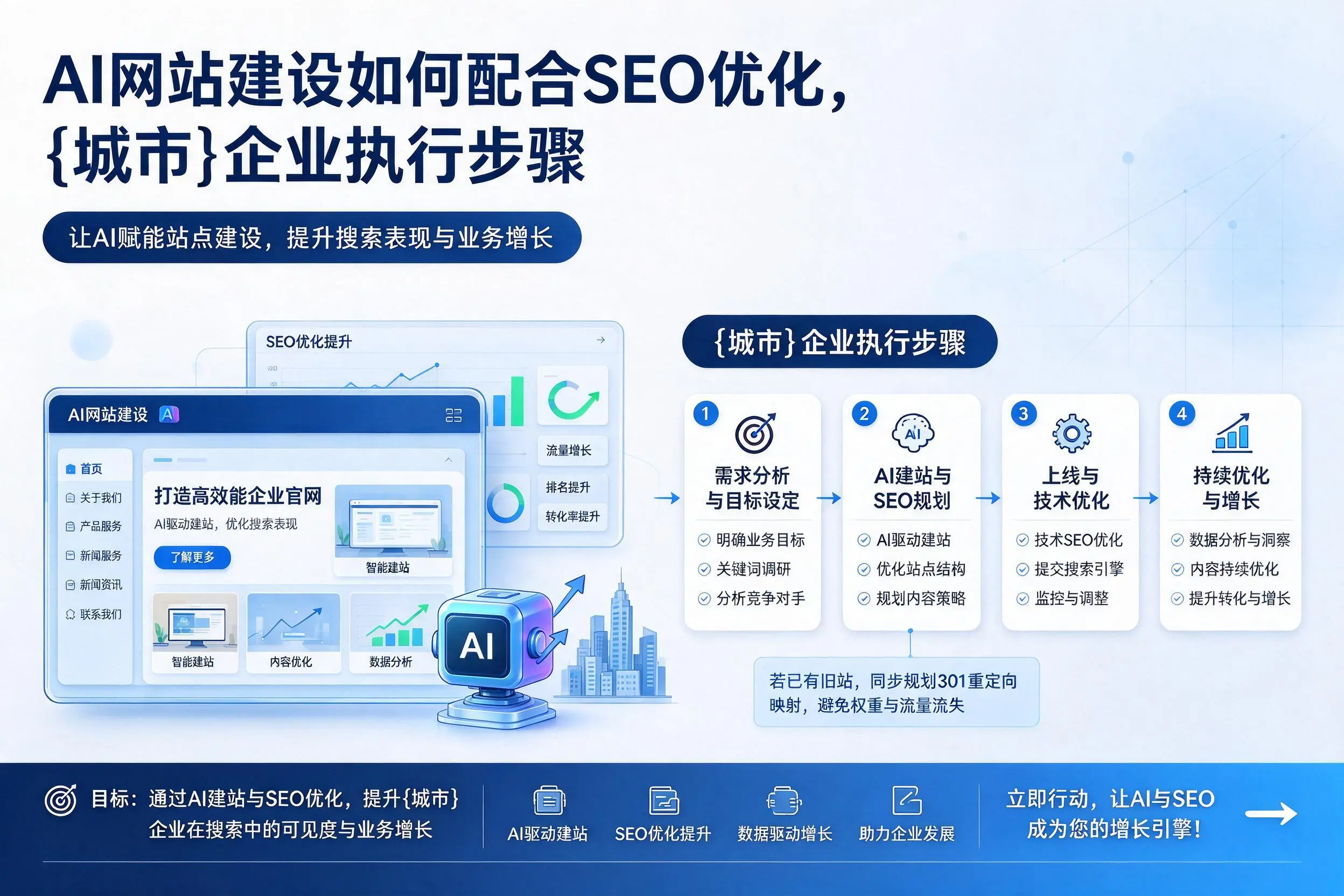 AI网站建设如何配合SEO优化，那曲企业执行步骤