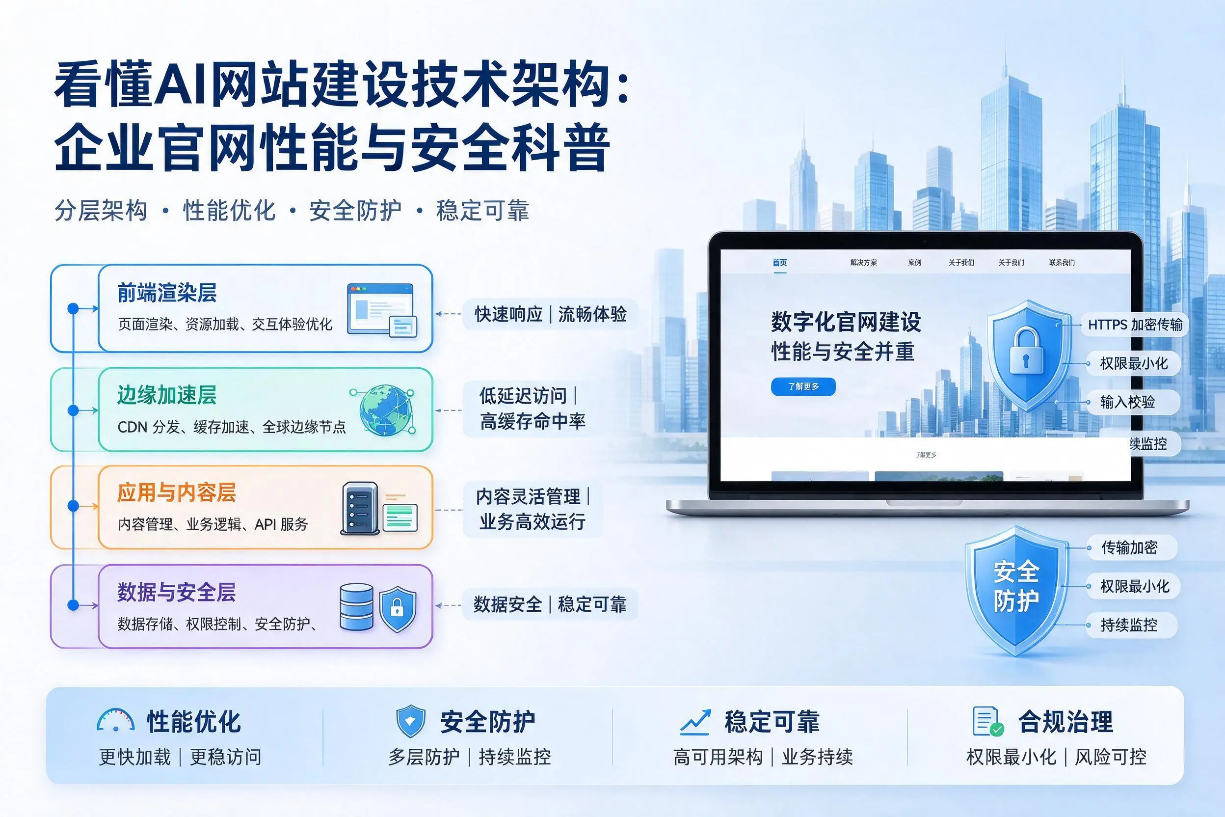 看懂AI网站建设技术架构:那曲企业官网性能与安全科普